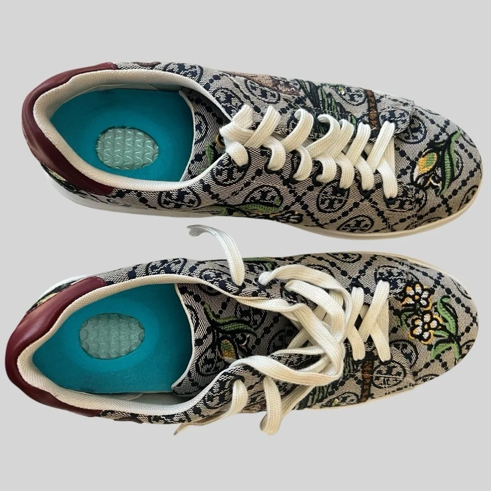 Tory Burch T Monogram Howell Embroidered Sneaker.